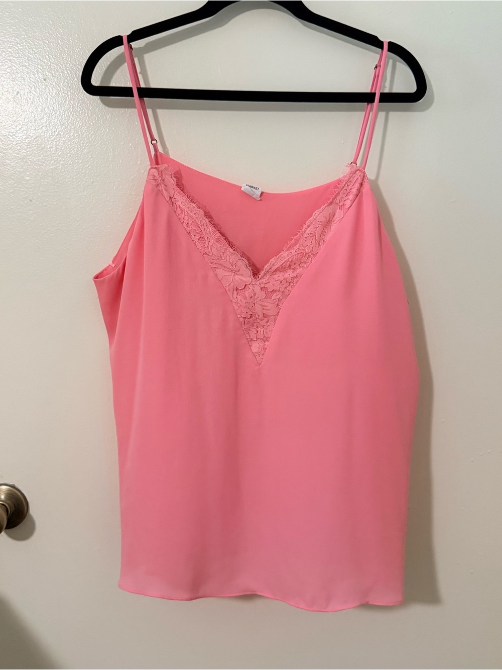 Melrose and Market Pink Lace Trim Camisole Tank Top, Adjustable Straps, 2X